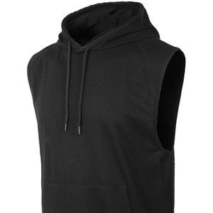 Men's Sleeveless Pullover Hoodie - Black